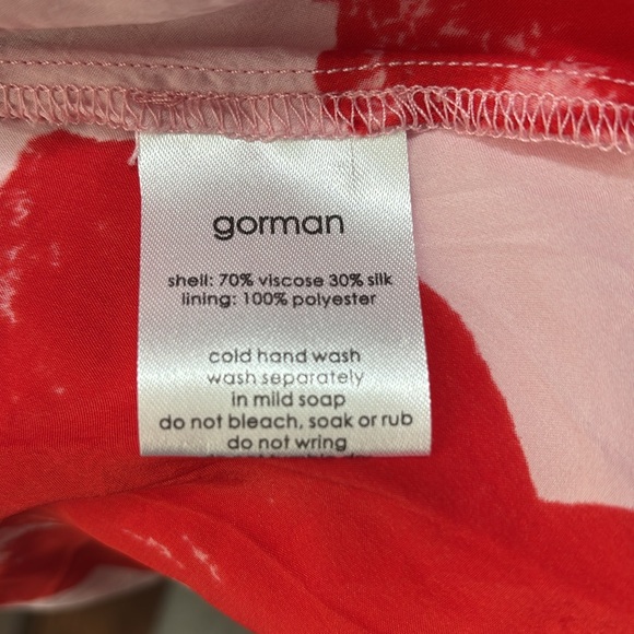 Gorman Australia red pink silk blend painted floral sheer midi dress - Picture 11 of 11